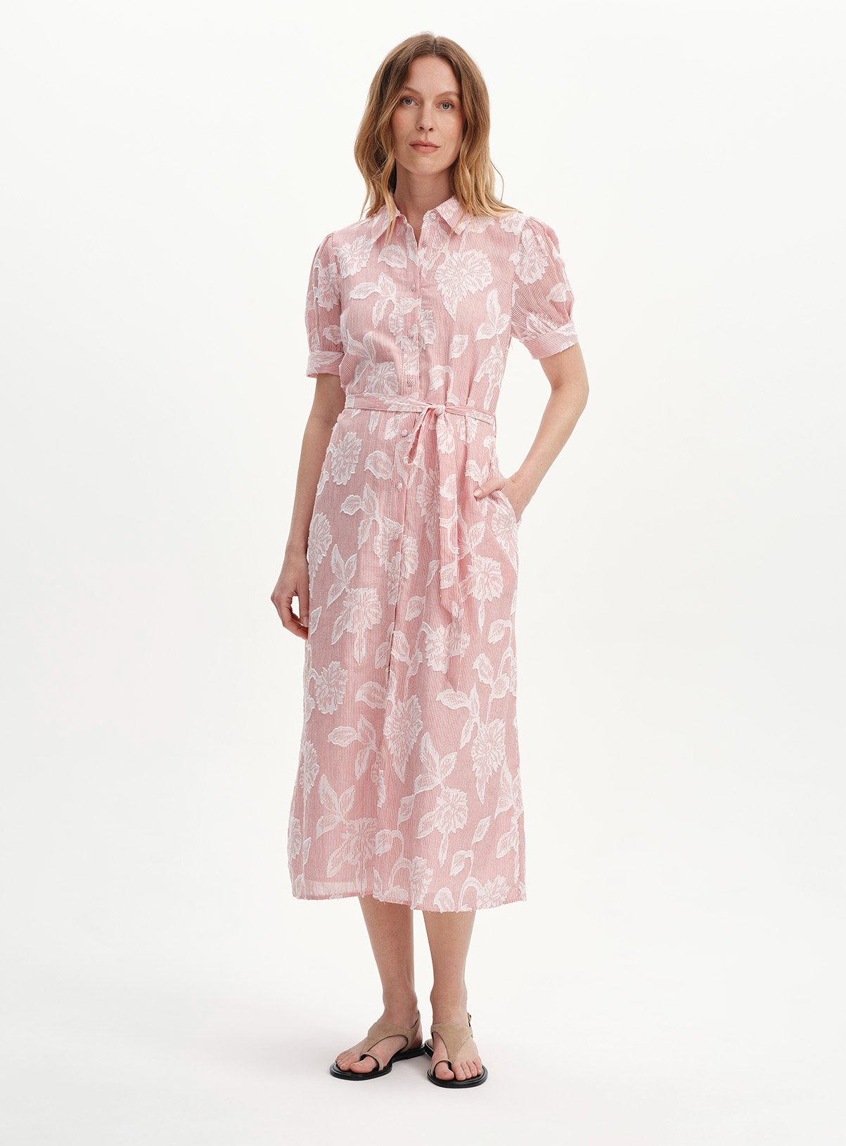 FINERY Mariah Floral Stripe Shirt Dress 14 - Image 2 thumbnail